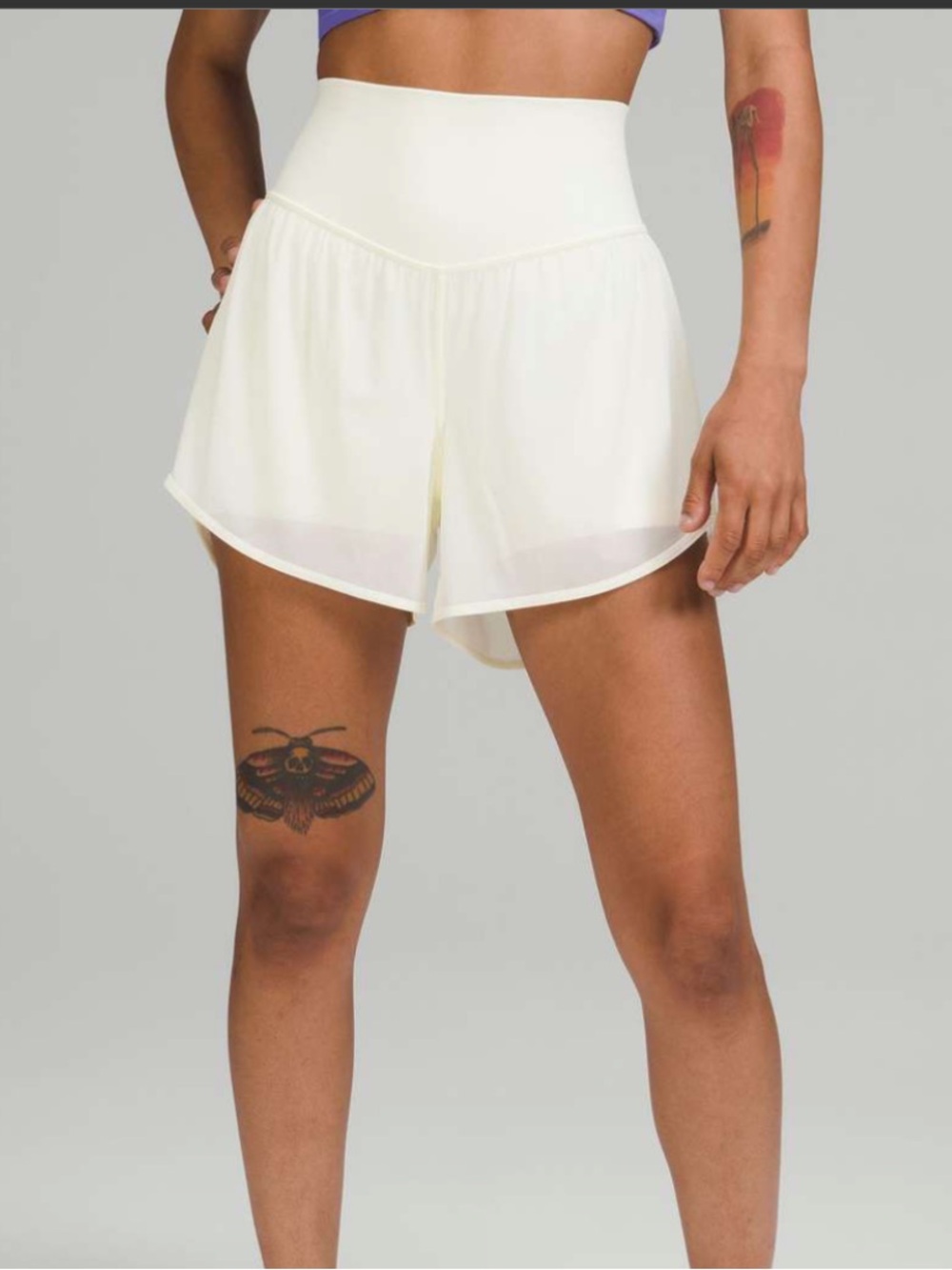 Lululemon Nulu and Mesh High-Rise Yoga Short 3.5” (lemon sorbet)